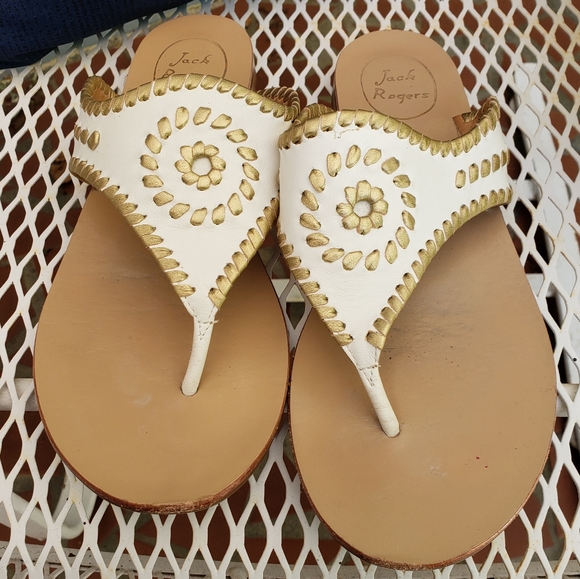 EUC Jack Rogers Gold Blair Sandals in Original Box - Picture 4 of 8